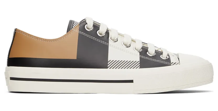 Burberry Black & White Exploded Check Larkhall Sneakers (8043606)