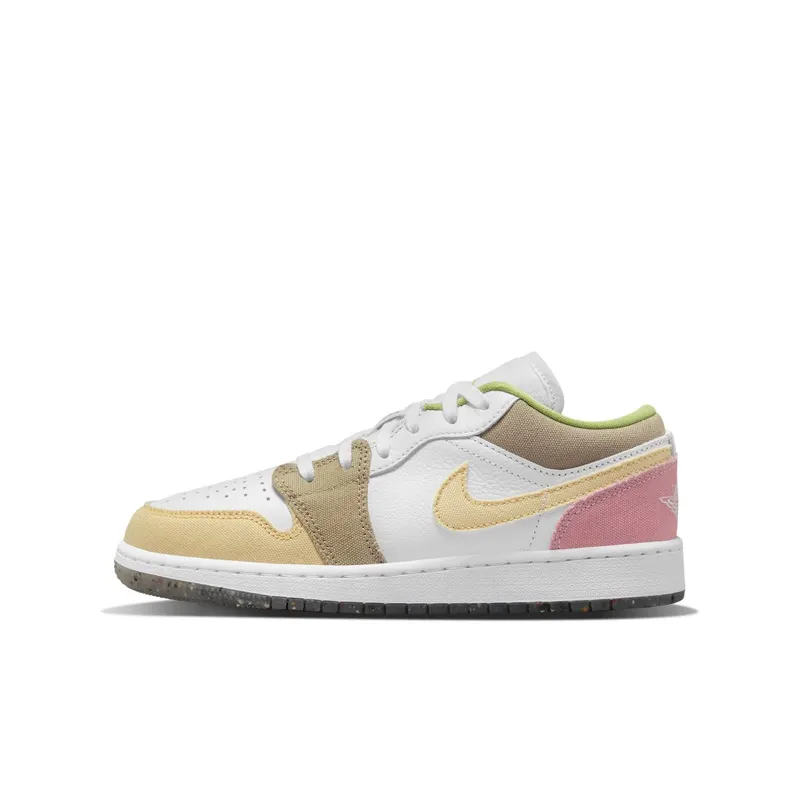 Jordan 1 Low Pastel Grind Vivid Green (GS) – “Beige / White / Pink / Tan” (DJ0341-100)