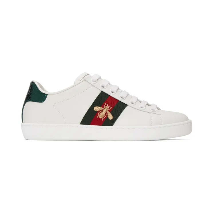 Gucci White Embroidered Bee Ace Sneakers (431942 02JP0)