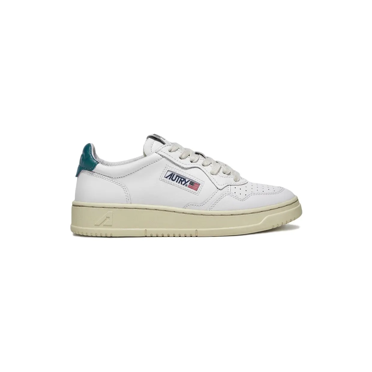 Autry Medalist Leather Low White Petrol Blue (AULM-LL44)