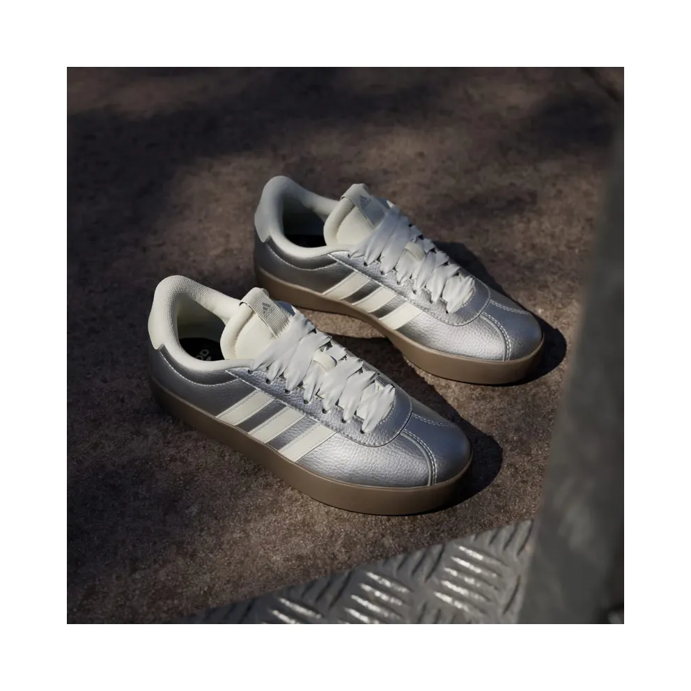 Adidas VL Court 3.0 Silver Metallic / Off White / Gum (JQ7315)