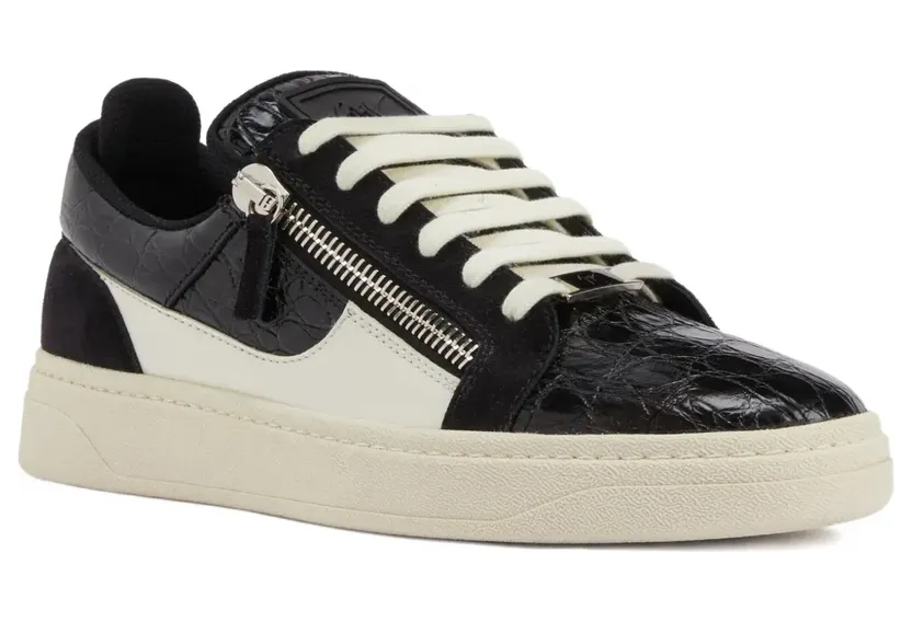 Giuseppe Zanotti GZ94 sneakers met krokodillen-reliëf en ritsdeail – Zwart (RU50021003)