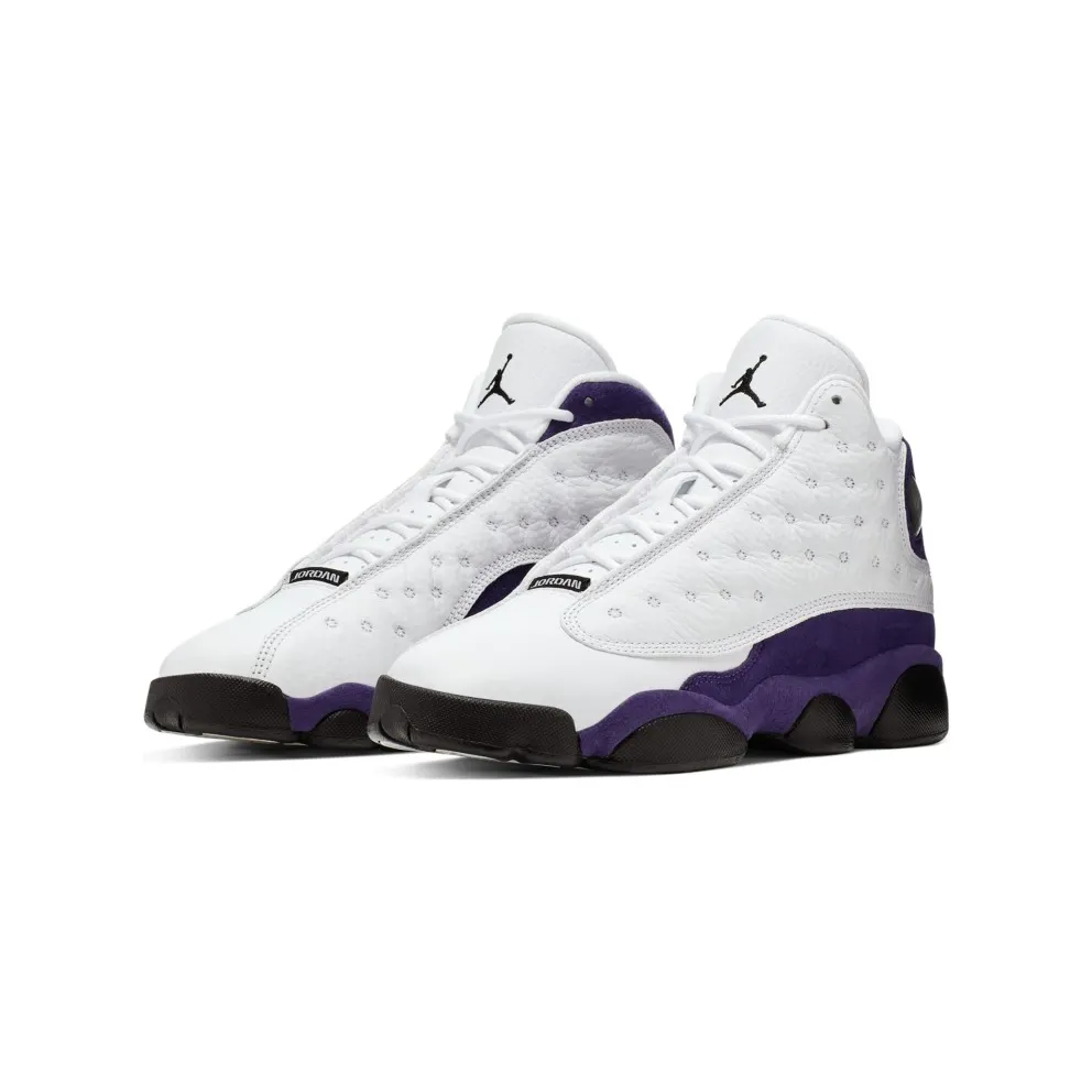 Jordan 13 Retro Lakers (GS) White/Black-Court Purple-University Gold (884129-105)