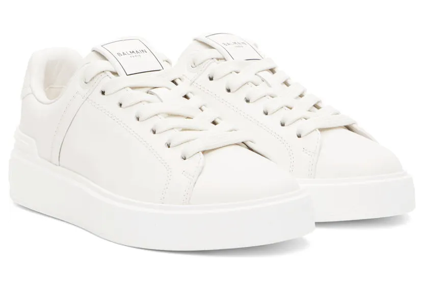 Balmain White B-Court Sneakers (YN1VI690LVTR) (4)