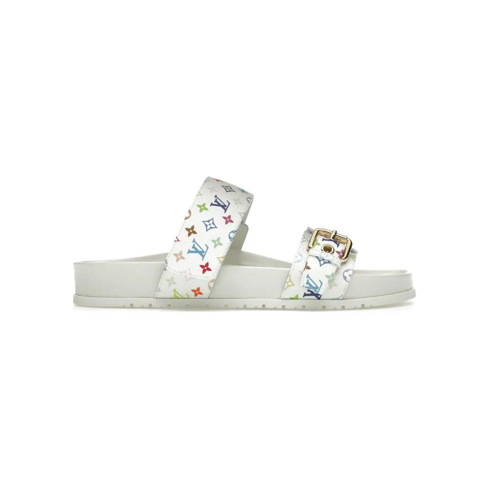 Louis Vuitton Bom Dia Flat Comfort Mule Takashi Murakami White (1AGXU3)