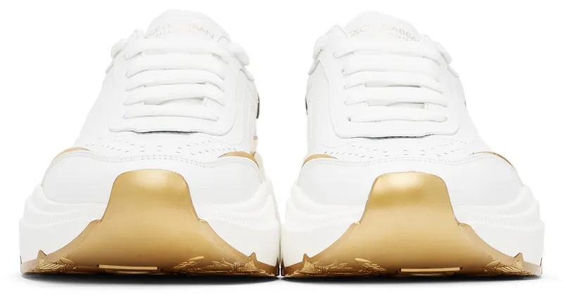 Dolce & Gabbana White & Gold Daymaster Low Sneakers (CS1791 AX588)