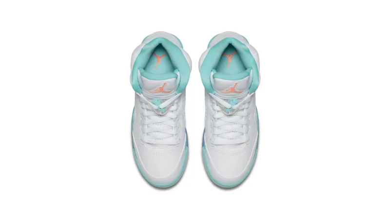 Jordan 5 Retro Light Aqua (GS) White/Crimson Pulse-Light Aqua-Black (440892-100)