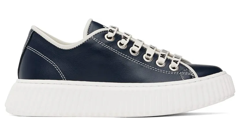 Marni Kids Navy Logo Lace Sneakers (69012)