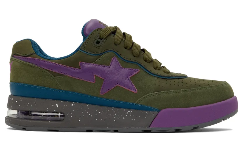 BAPE Khaki & Purple Road STA 2 Sneakers (001FWI301007M)