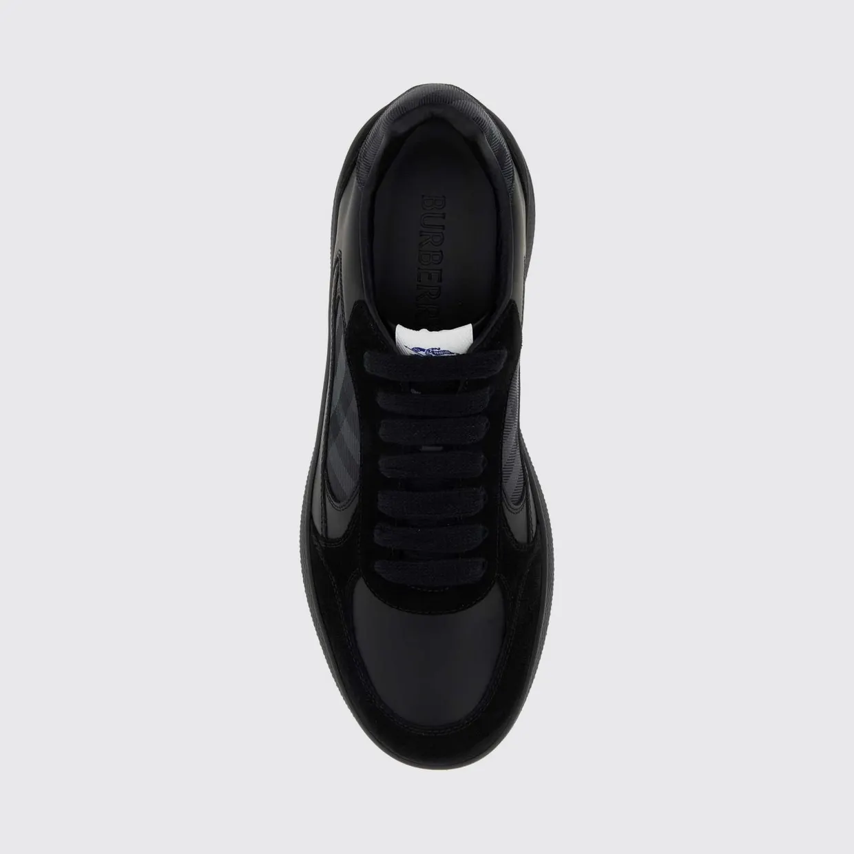 BURBERRY Terrace Side Check Suede and Leather Sneakers Black (8127508) (2)