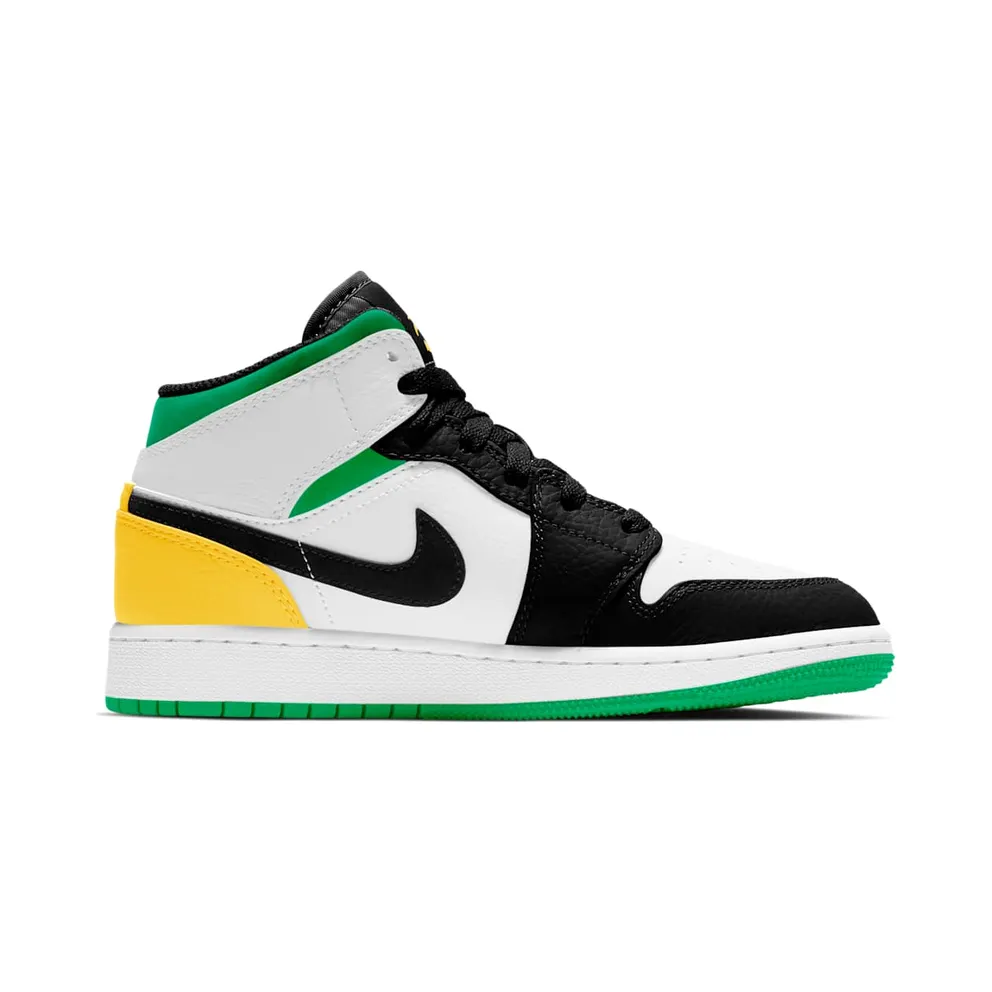Jordan 1 Mid SE White Laser Orange Lucky Green (GS) White/Laser Orange-Black-Lucky Green (BQ6931-101)