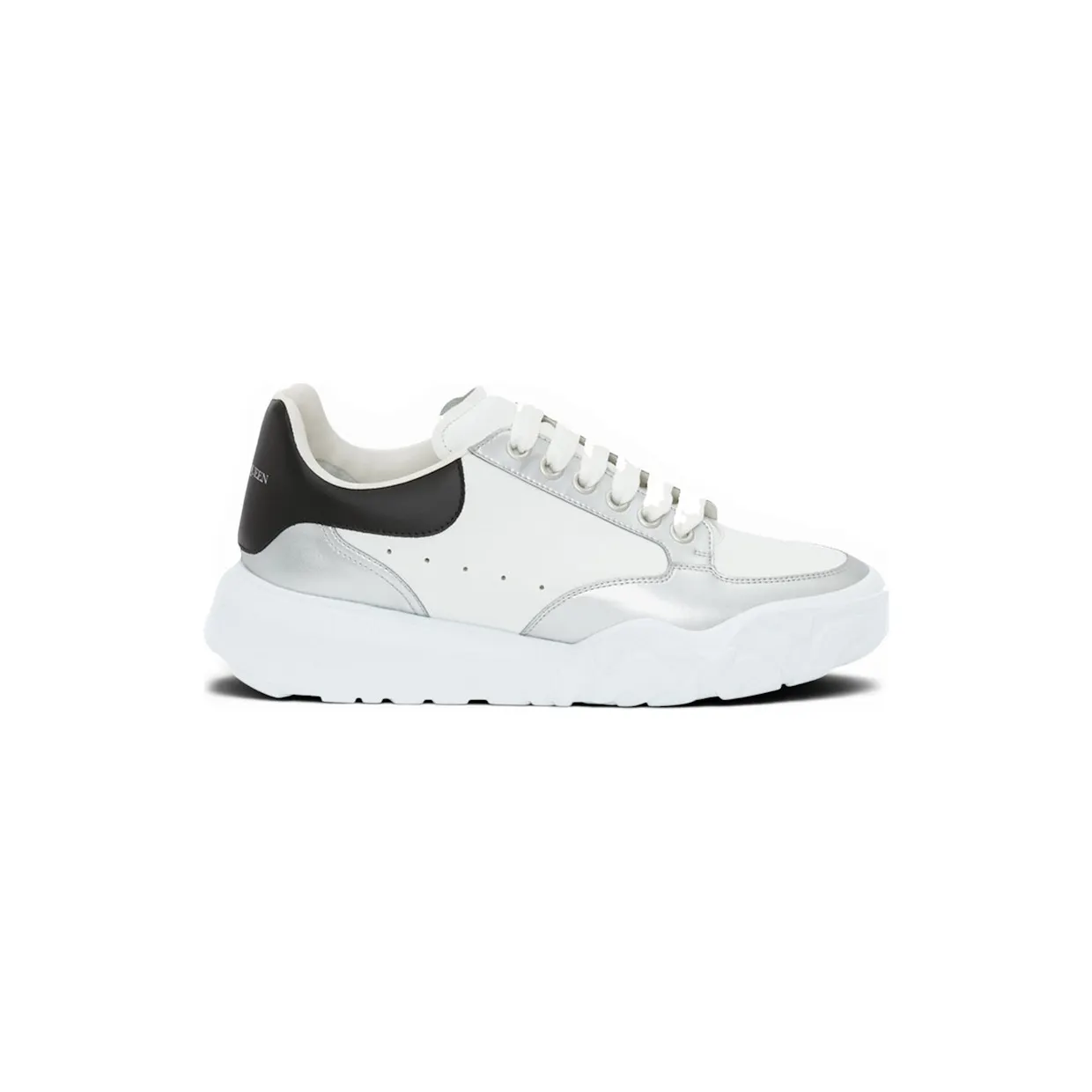 Alexander McQueen Oversized Court Trainer White Silver Black (662663 WIA96 9455)