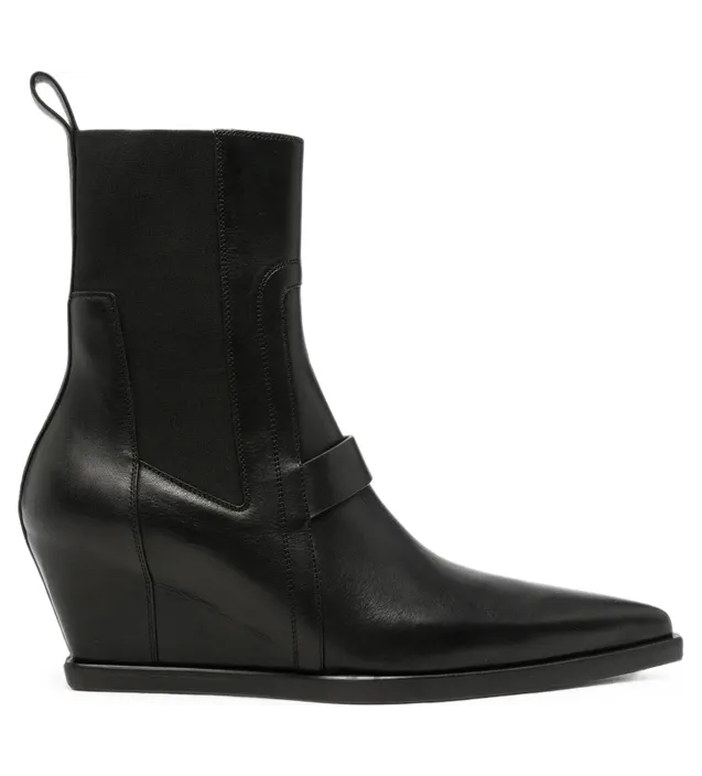 Rick Owens Wedge-heel Pointed-toe “Black” (RU02F4805 LOO 09)