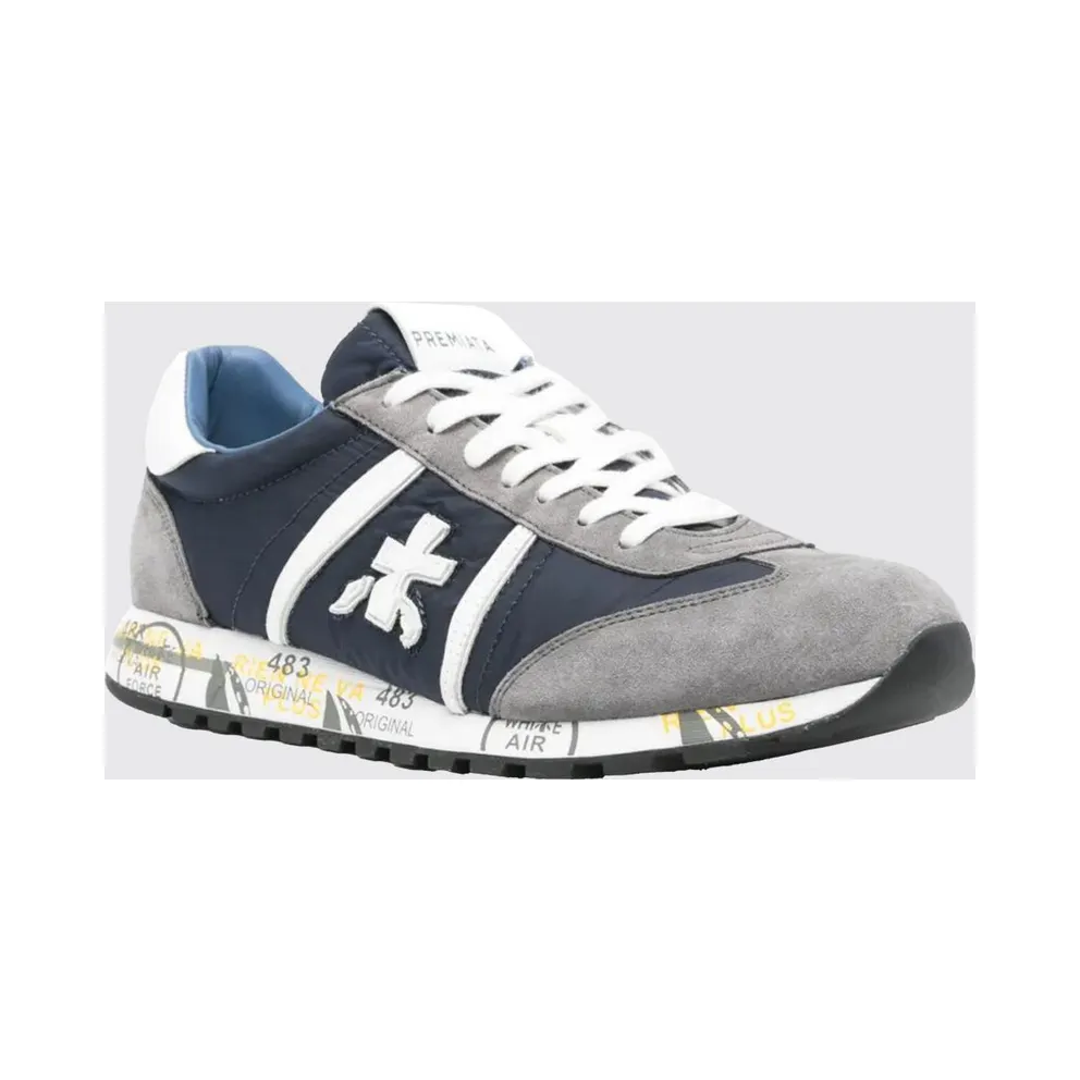 Premiata Lucy Cotton Twill and Nylon Sneakers Blue (LUCY7089)