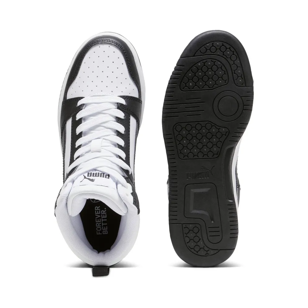 Puma Rebound V6 Mid “Puma White / Puma Black / For All Time Red” (393831_01)