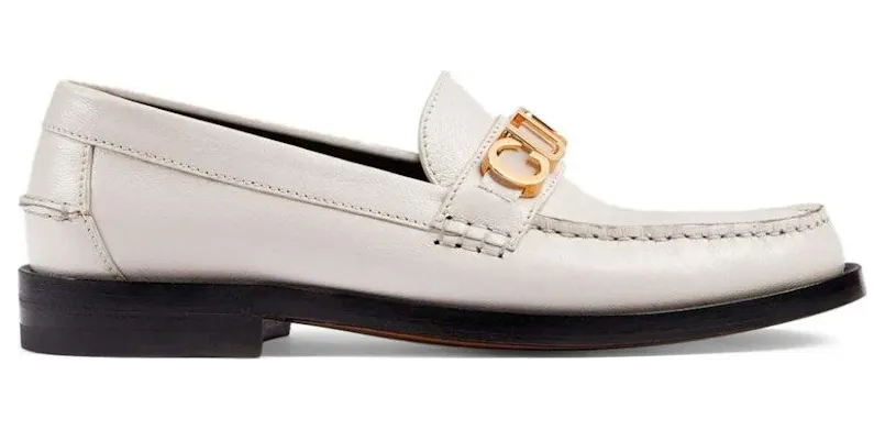 Gucci Logo Plaque Loafer White Leather (700036 D3V00 9022)