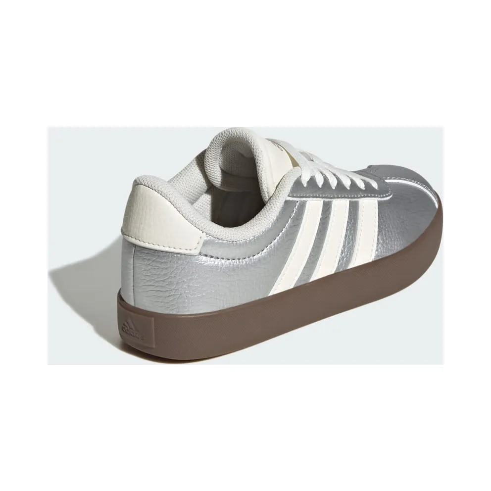 Adidas VL Court 3.0 Shoes Kids Silver Metallic / Off White / Gum (JQ7341)