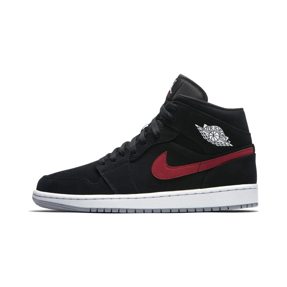 Jordan 1 Mid Multi-Color Swoosh Black Black/Varsity Red-Varsity Royal-White-Cement Grey (554724-065)