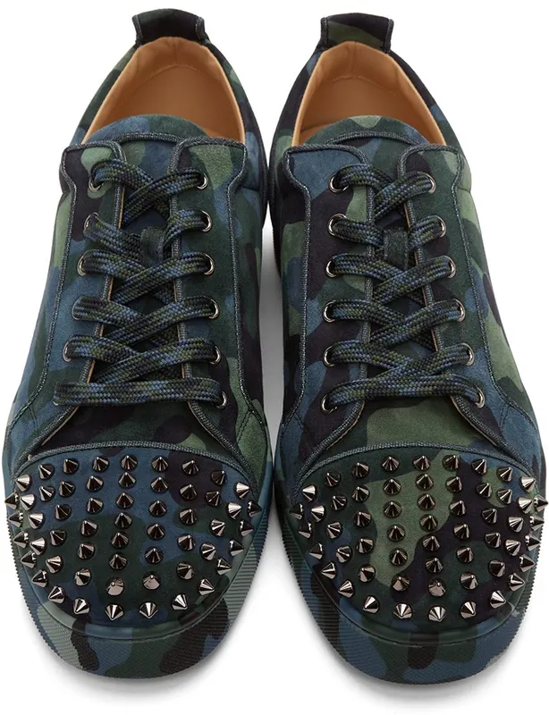 Christian Louboutin Blue & Green Louis Junior Spikes Orlato Sneakers (1220591)