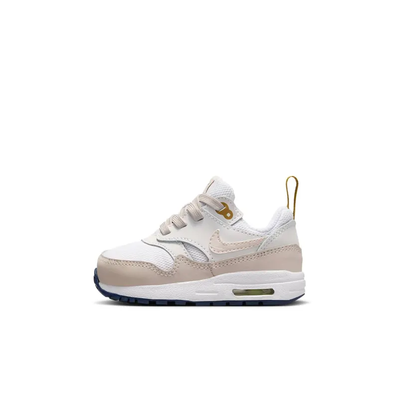 Nike Air Max 1 EasyOn Infant “White Bronzine Midnight Navy Light Orewood Brown (I)” (DZ3309-103)