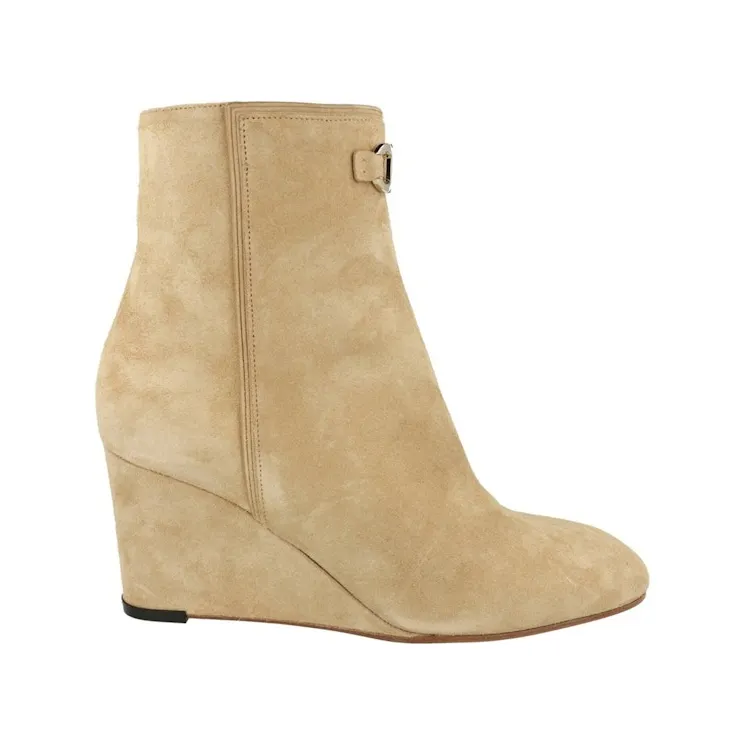 Ferragamo Catuja 70 Suede Ankle Booties Bone (01C807-751067-1C)