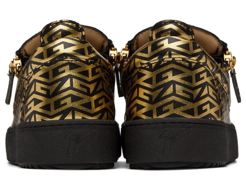 Giuseppe Zanotti Black & Gold Frankie Monogram Sneakers (RU20051) (2)
