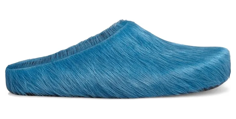 Marni Long Hair Calfskin Fussbett Sabot Mule Mineral Blue (SBMR000600P412200B46)