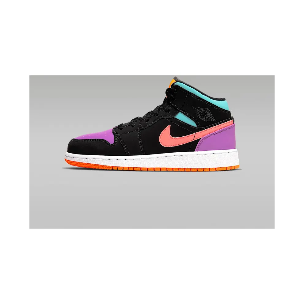 Jordan 1 Mid Multi-Color (GS) Black/Multi-Color (554725 083)
