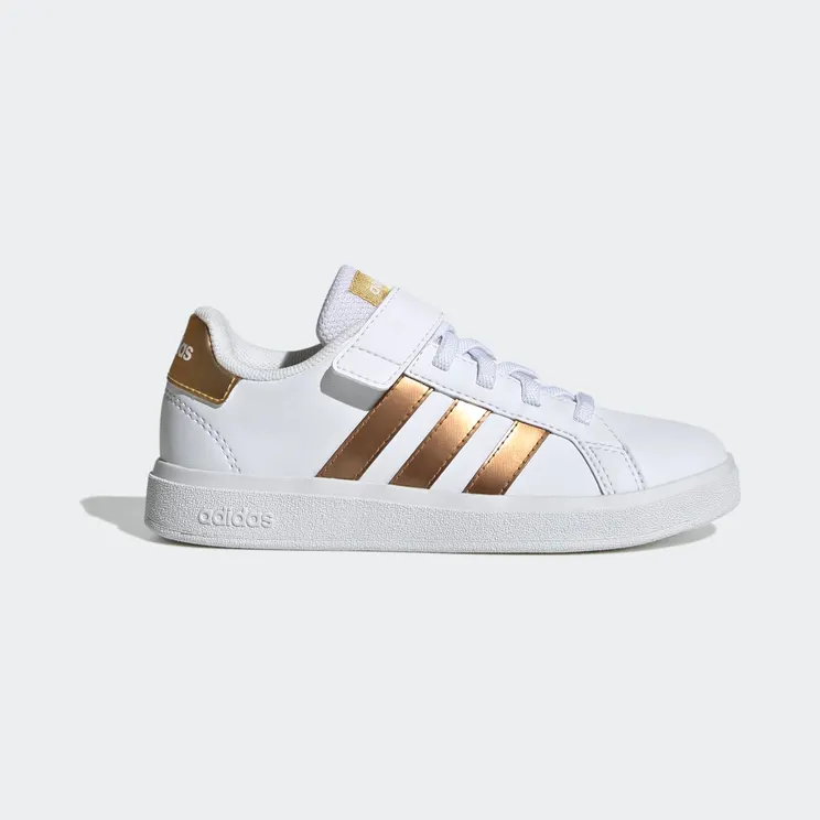 Adidas Grand Court Sustainable “Cloud White / Cloud White / Matte Gold” (GY2577)