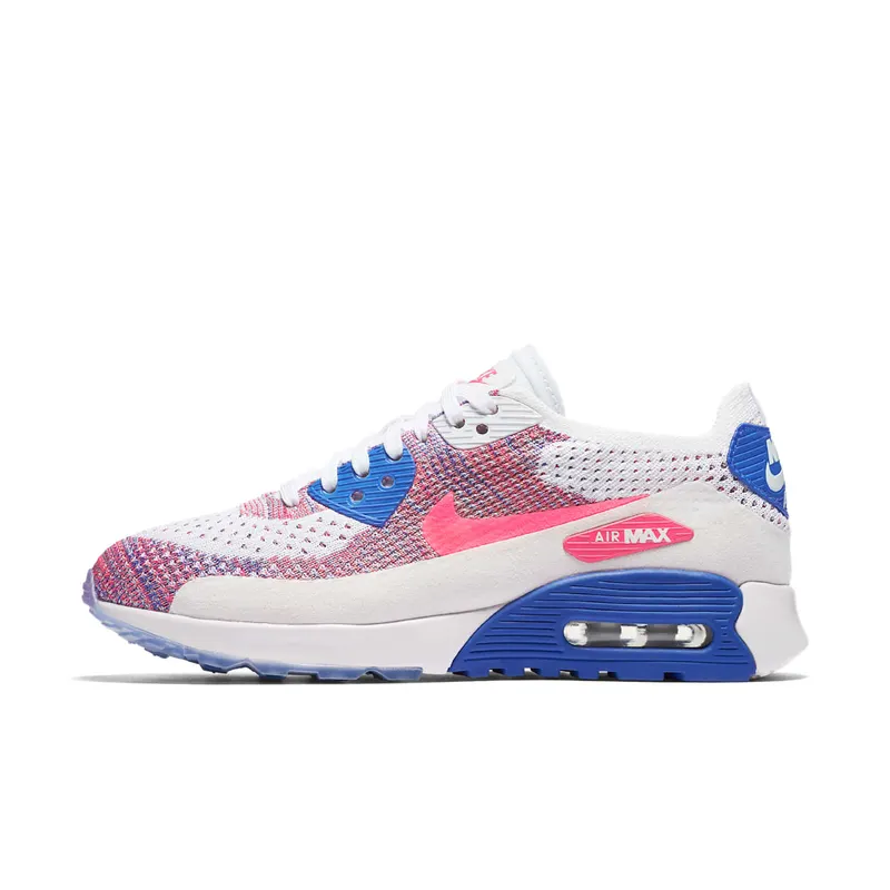 Nike Air Max 90 Ultra 2.0 Flyknit “White / Medium Blue / Bright Melon / Racer Pink” (881109-103)