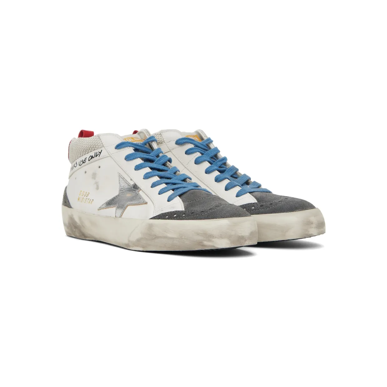 Golden Goose White & Gray Mid Star Double Quarter Sneakers (GMF00123.F002440.10870) (4)