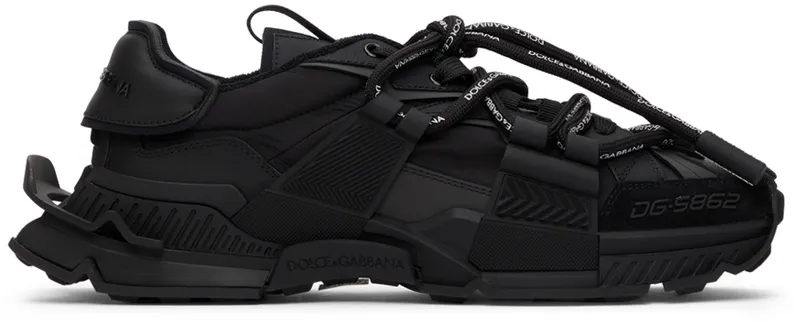 Dolce & Gabbana Black Mixed-Materials Space Sneakers (CS1963 AQ407)