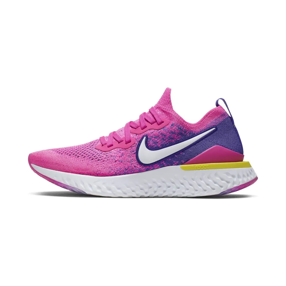 Nike Epic React Flyknit 2 Laser Fuchsia White (W) Laser Fuchsia/Yellow Pulse-White (CK0821-600)
