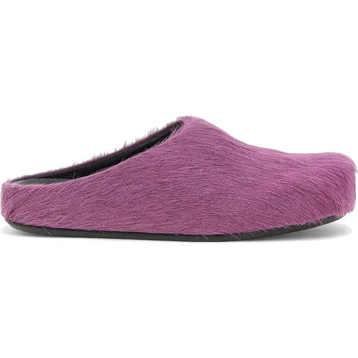 Marni Long Hair Calfskin Fussbett Sabot Mule Prune Violet (SBMS004601P412200C68)