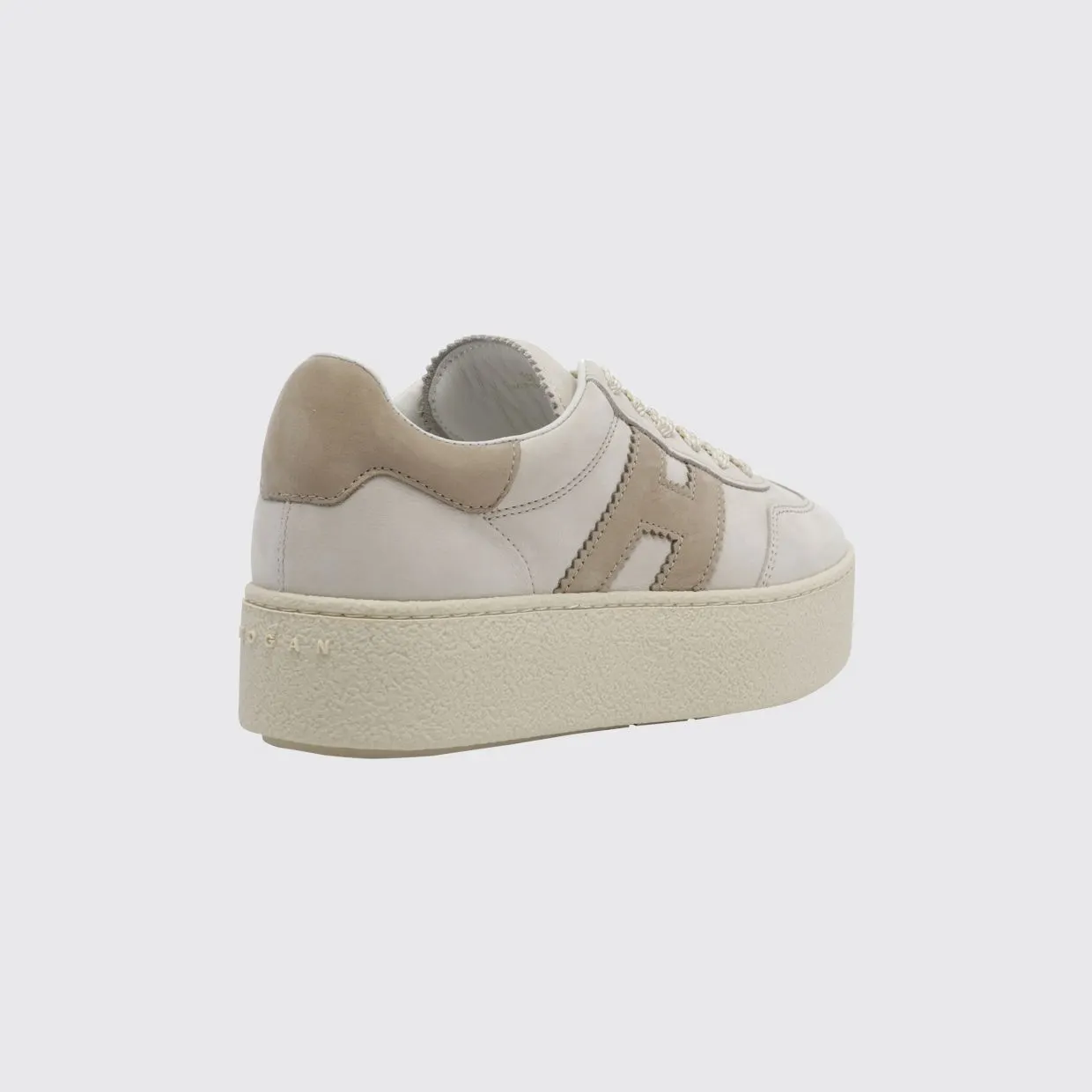 Hogan Cool Nubuck Sneakers with Contrasting H and Platform Sole Beige (HXW6980FB6T6RN0RZS) (2)