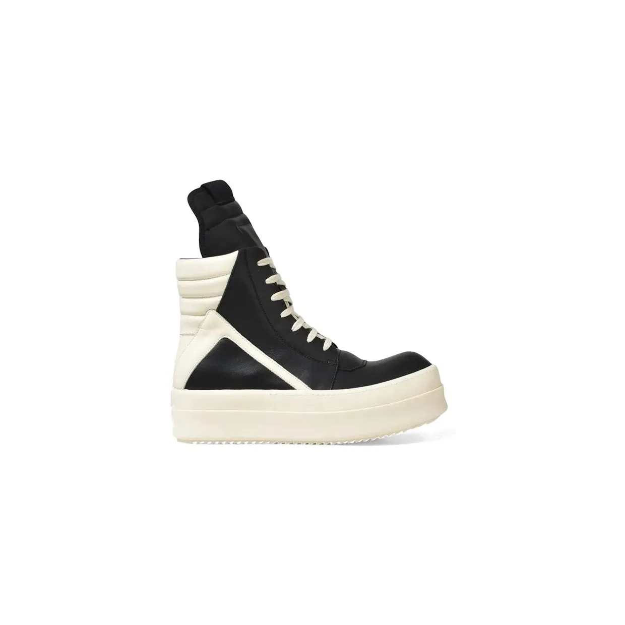 Rick Owens Hollywood Mega Bumper Geobasket High Black Milk (RU01E5868 LCO 911)