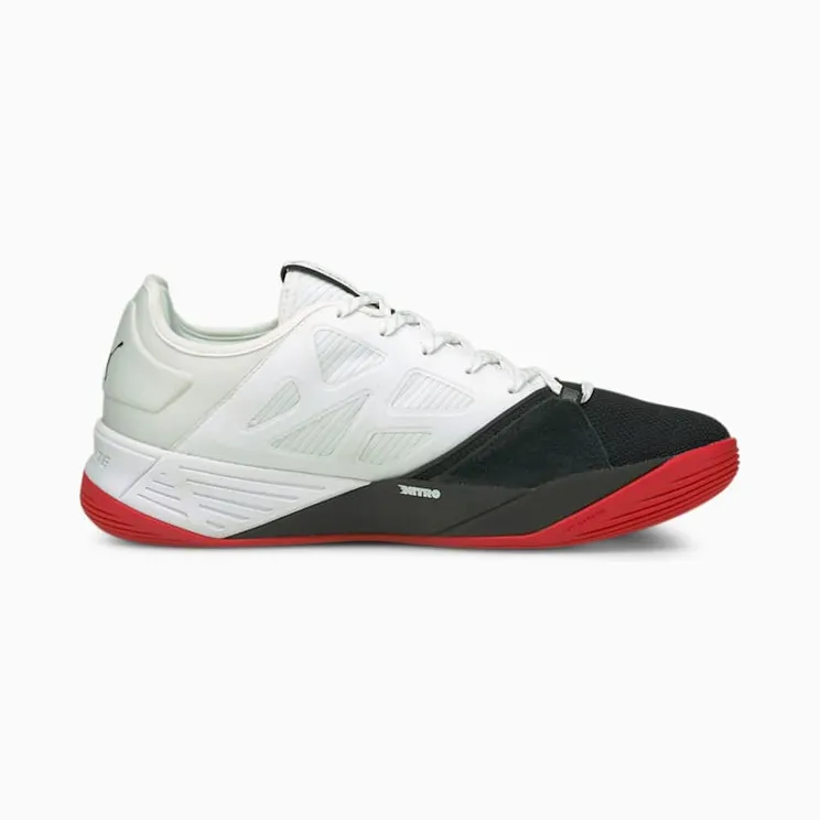 Puma Accelerate Turbo Nitro handbalschoenen Wit/Zwart/Rood (106459-01)