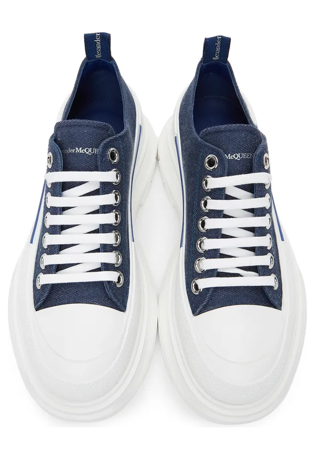 Alexander McQueen Indigo Denim Tread Slick Sneakers (604257W4PD1) (5)