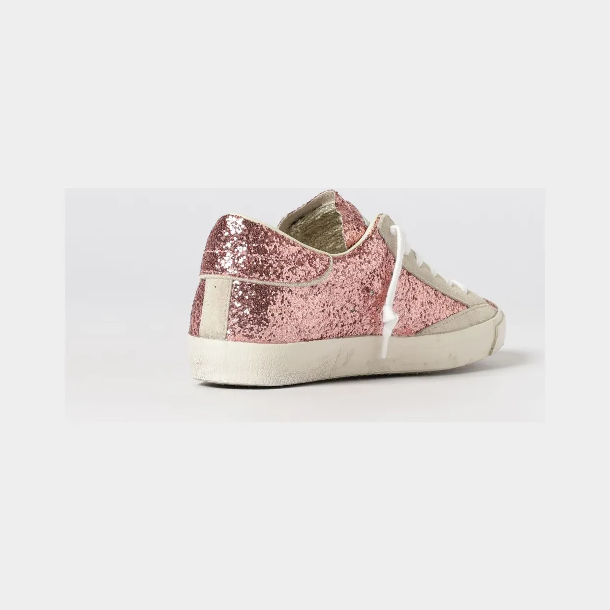 Philippe Model Low-Top Sneakers in Leather and Fabric with Glitter and Embroidery Pink (PRLDGG06) (2)