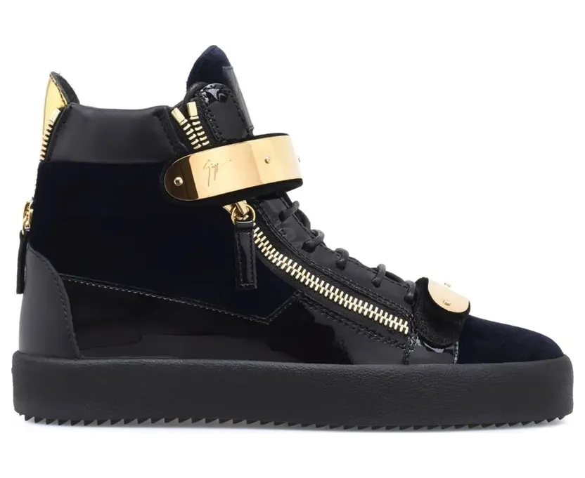 Giuseppe Zanotti Coby fluwelen mid-top with dubbele bandjes – Black (RU20043001)