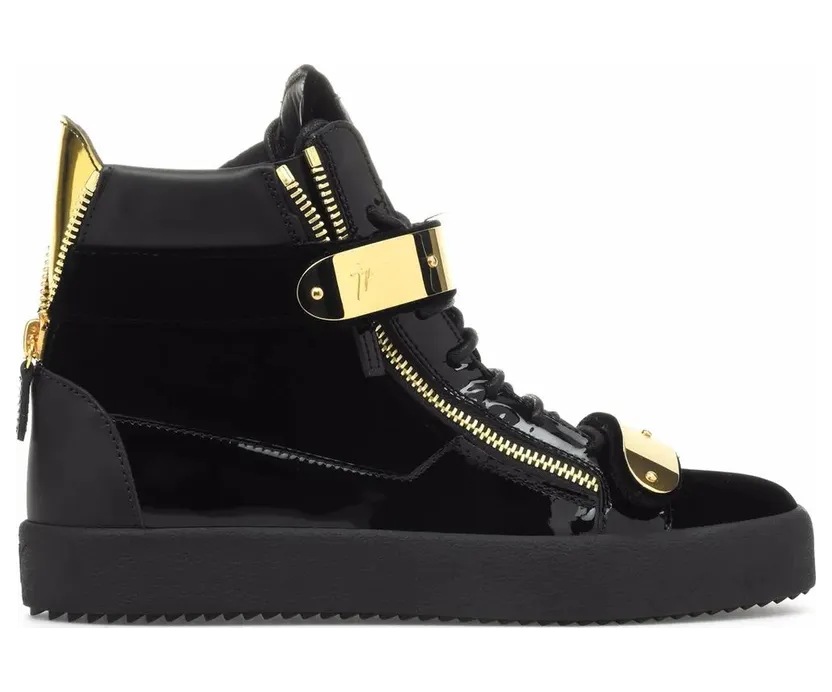 Giuseppe Zanotti Coby fluwelen mid-top with dubbele bandjes – Black (RU20043002)