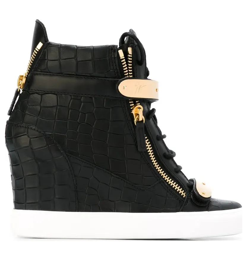 Giuseppe Zanotti crocodile effect hi-top wedge – Black (RW6030001)