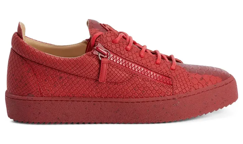 Giuseppe Zanotti Frankie low-top with slangen-effect and dubbele rits – Red (RU20000007)