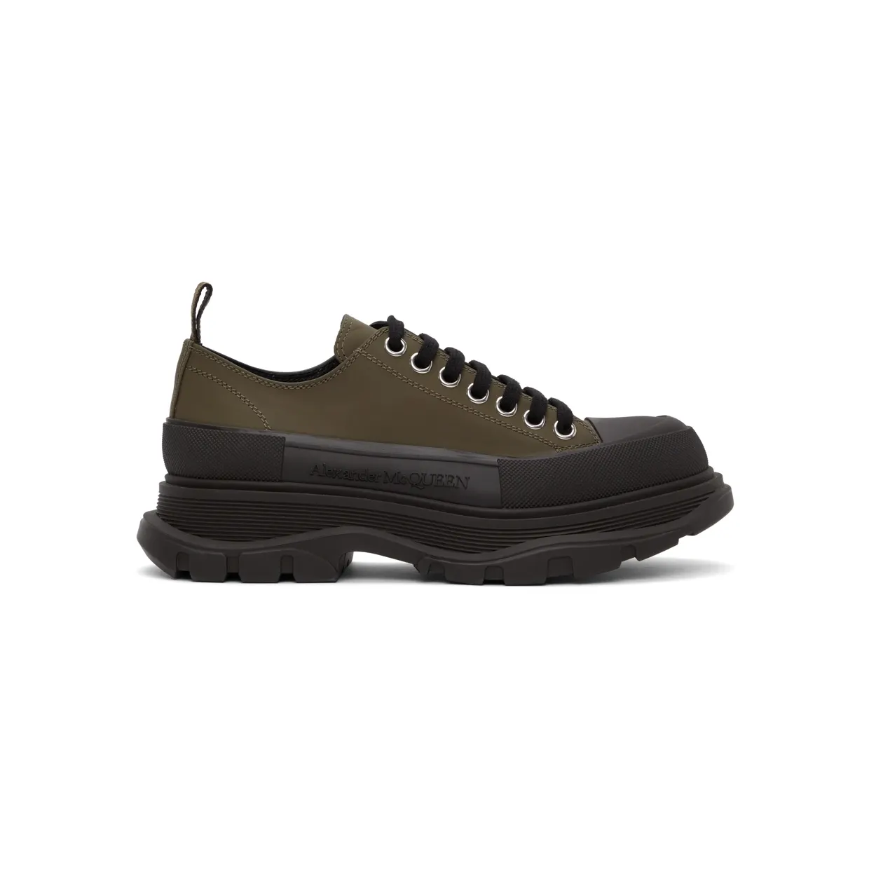 Alexander McQueen Khaki Tread Slick Low Sneakers (627225WHYK3)