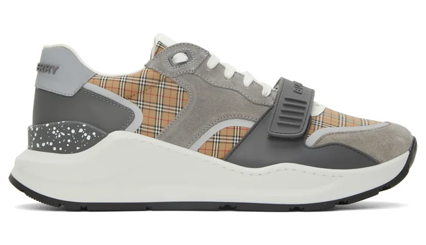 Burberry Suede & Leather Check Low Sneakers (8045295)