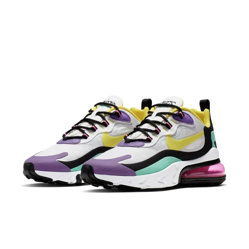 Nike Air Max 270 React Geometric Art (W) White/Black-Bright Violet-Dynamic Yellow (AT6174-101)