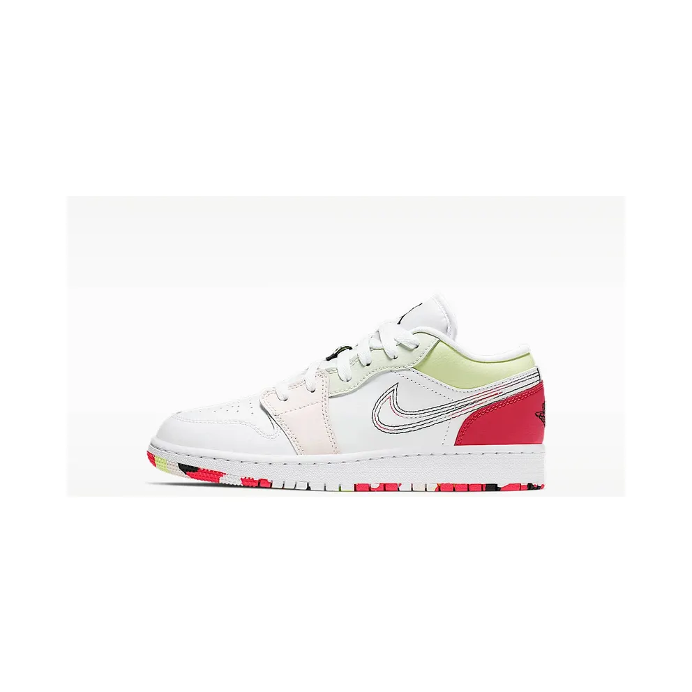 Jordan 1 Low Glow-In-The-Dark (GS) White/Ember Glow-Barely Volt-Black (554723-176)