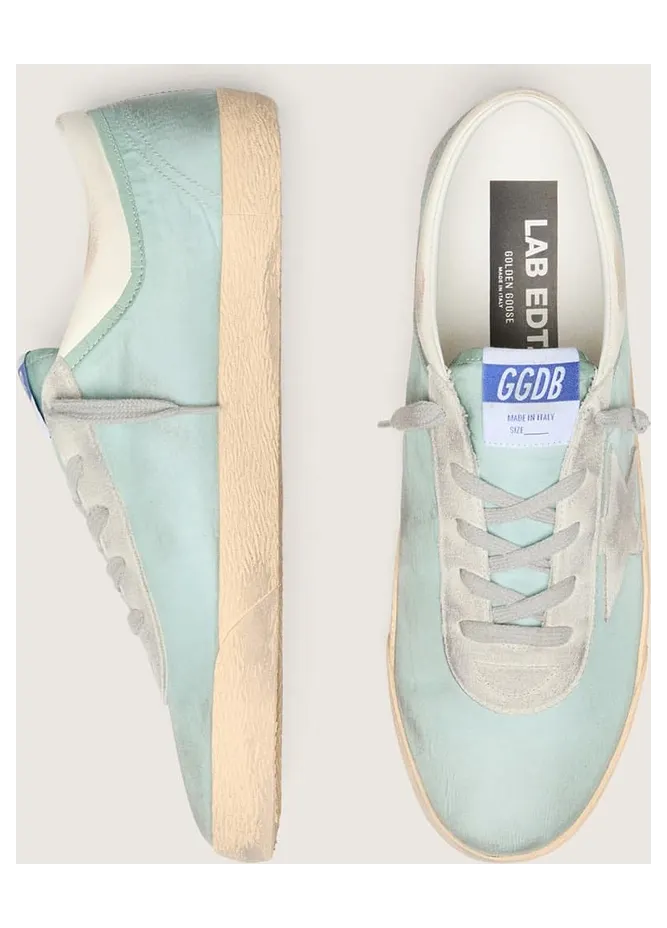 Golden Goose Men’S Super-Star In Light Green Nylon With Light Gray Suede Star (GMF01080.F008483.35977) (3)