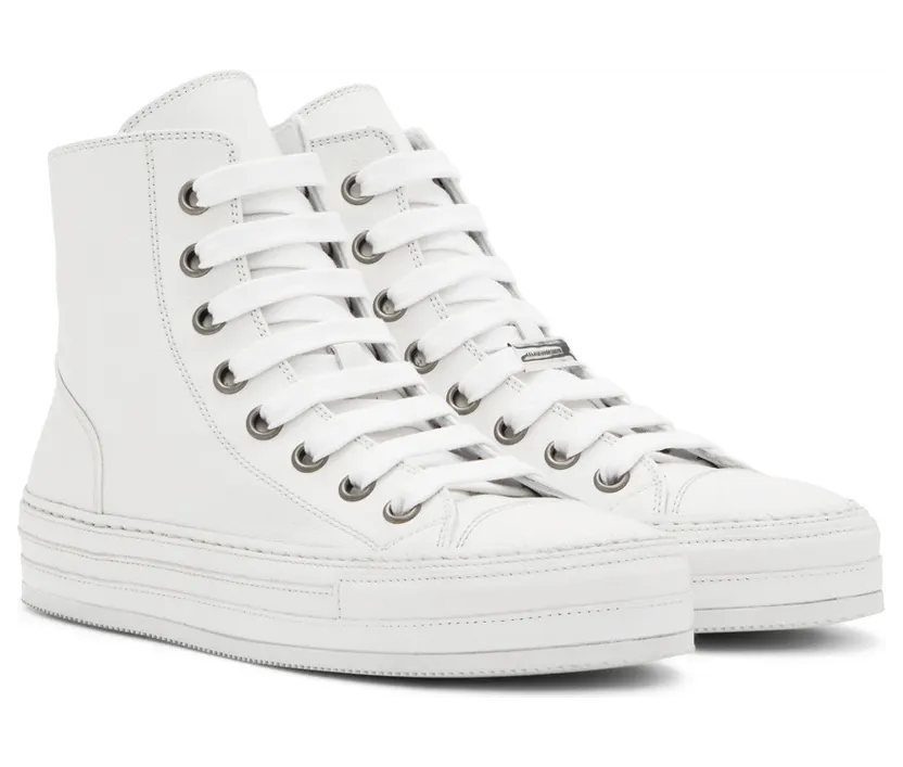 Ann Demeulemeester White Leather Raven Sneakers (2201-W-N01-385-001) (4)