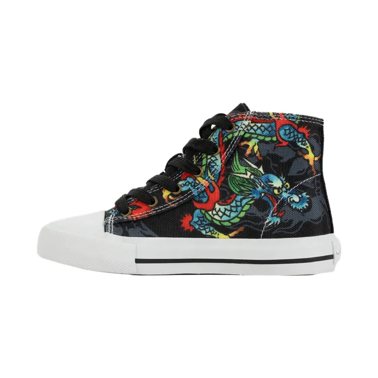 Ed Hardy Dragon Tattoo High Top Sneakers PS “Black / White” (EH04769001)